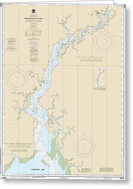 Nautical Chart-16304 Kuskokwim Bay-bethel - Greeting Card