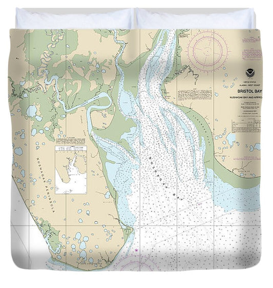 Nautical Chart-16322 Bristol Bay-nushagak B-approaches - Duvet Cover