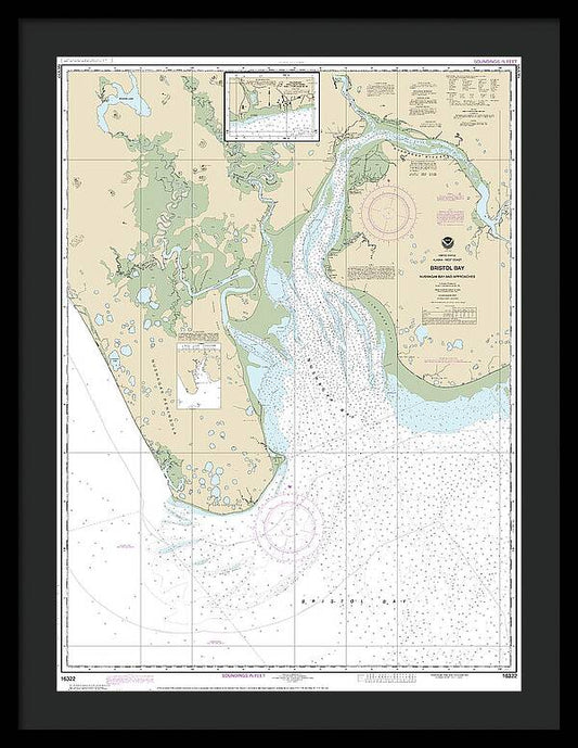 Nautical Chart-16322 Bristol Bay-nushagak B-approaches - Framed Print