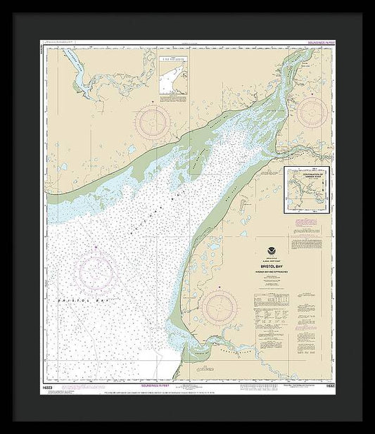 Nautical Chart-16323 Bristol Bay-kvichak Bay-approaches - Framed Print