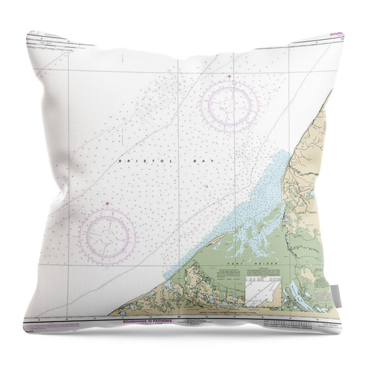 Nautical Chart-16343 Port Heiden - Throw Pillow