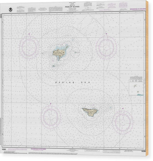 Nautical Chart-16380 Pribilof Islands - Wood Print