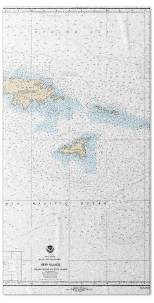 Nautical Chart-16420 Near Islands Buldir Island-attu Island - Bath Towel