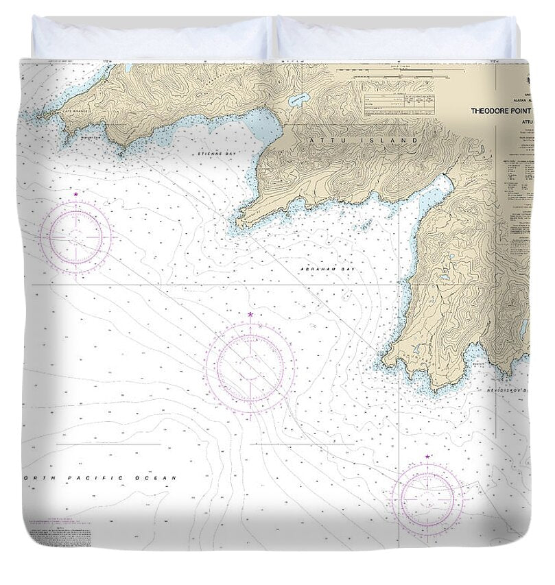 Nautical Chart-16430 Attu Island Theodore Pt-cape Wrangell - Duvet Cover