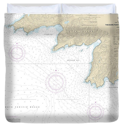 Nautical Chart-16430 Attu Island Theodore Pt-cape Wrangell - Duvet Cover
