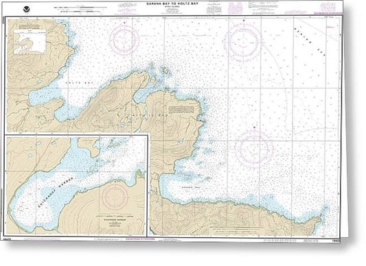 Nautical Chart-16433 Sarana Bay-holtz Bay, Chichagof Harbor - Greeting Card