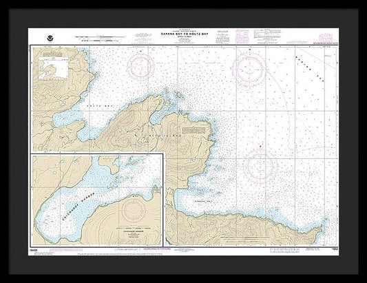 Nautical Chart-16433 Sarana Bay-holtz Bay, Chichagof Harbor - Framed Print