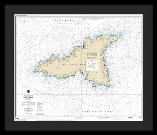 Nautical Chart-16434 Agattu Island - Framed Print