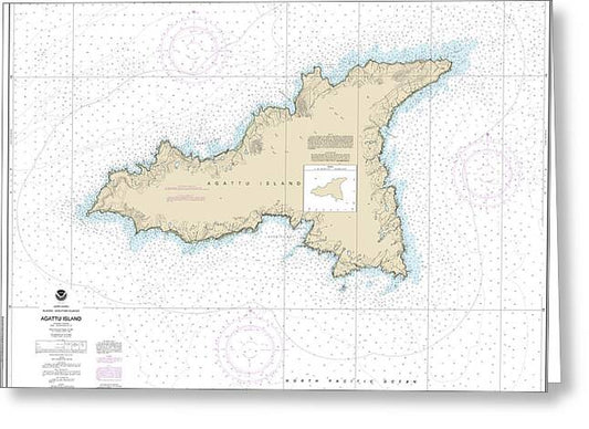 Nautical Chart-16434 Agattu Island - Greeting Card