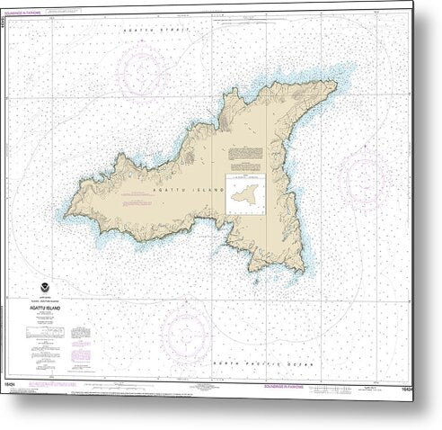 Nautical Chart-16434 Agattu Island - Metal Print