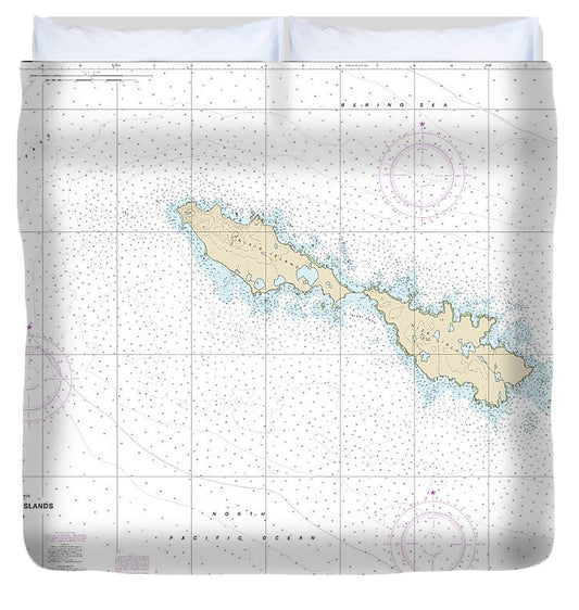 Nautical Chart-16435 Semichi Islands Alaid-nizki Islands - Duvet Cover