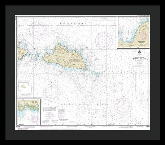 Nautical Chart-16436 Shemya Island, Alcan Harbor, Skoot Cove - Framed Print