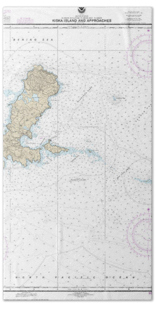Nautical Chart-16441 Kiska Island-approaches - Bath Towel