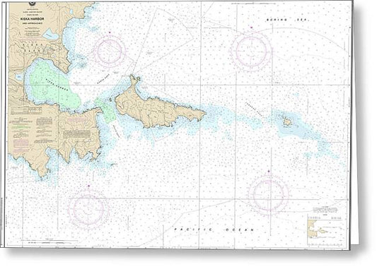 Nautical Chart-16442 Kiska Harbor-approaches - Greeting Card