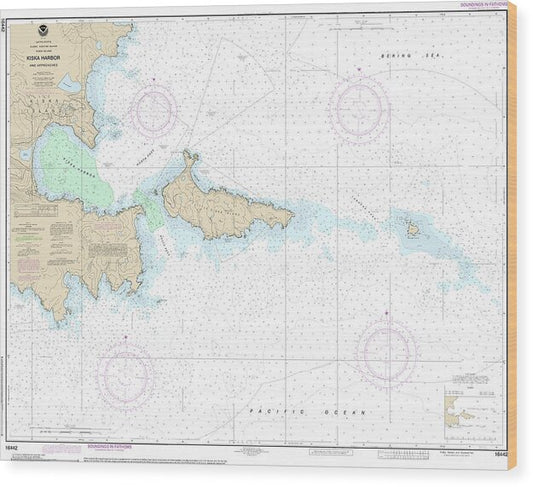Nautical Chart-16442 Kiska Harbor-approaches - Wood Print