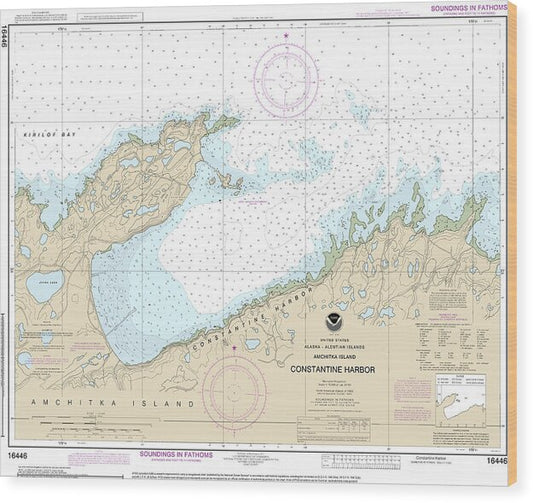 Nautical Chart-16446 Constantine Harbor, Amchitka Island - Wood Print