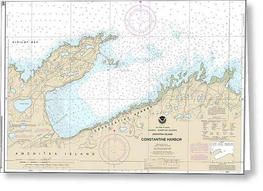 Nautical Chart-16446 Constantine Harbor, Amchitka Island - Greeting Card