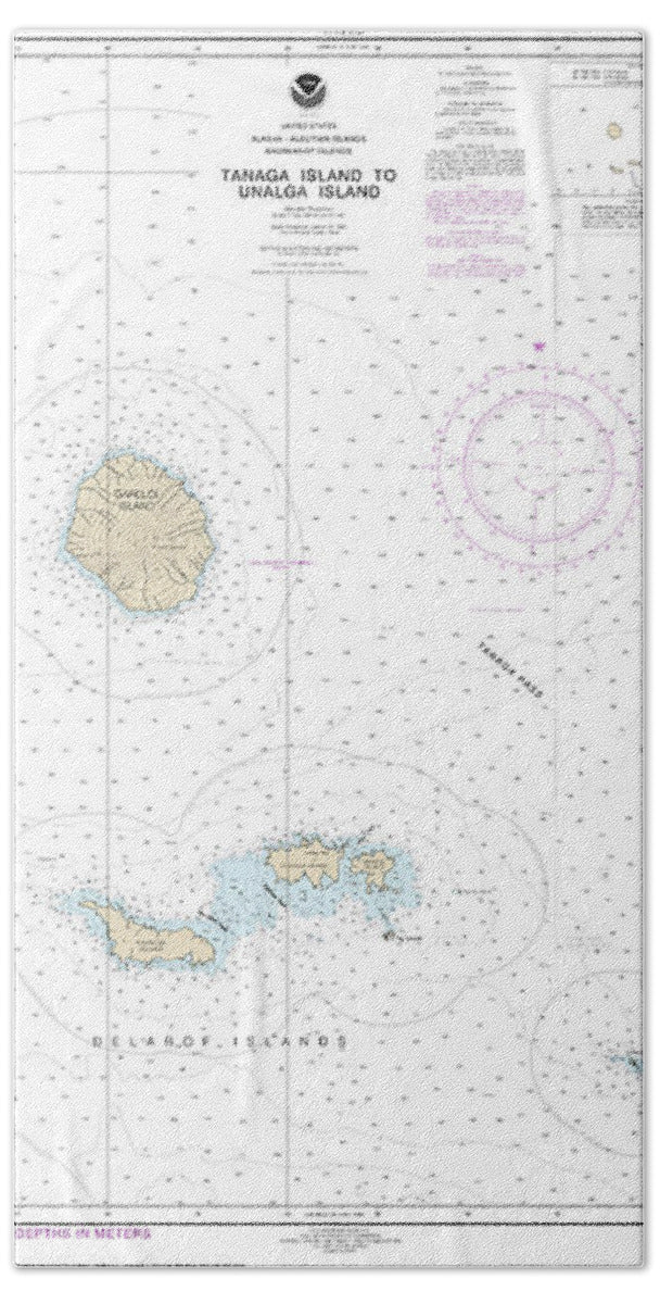 Nautical Chart-16465 Tanaga Island-unalga Island - Beach Towel