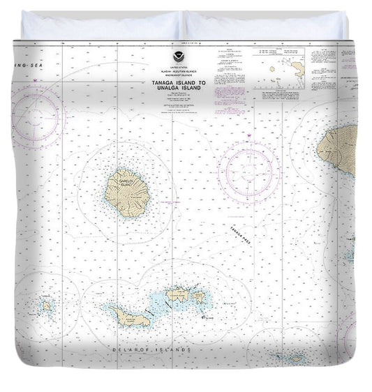 Nautical Chart-16465 Tanaga Island-unalga Island - Duvet Cover