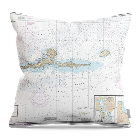 Nautical Chart-16480 Amkta Island-igitkin Island, Finch Cove Seguam Island, Sviechnikof Harbor, Amilia Island - Throw Pillow
