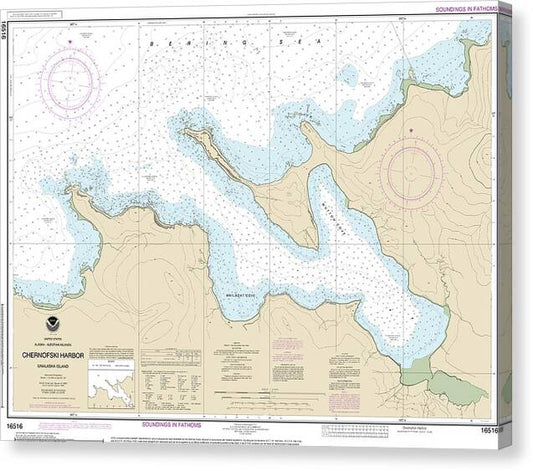 Nautical Chart-16516 Chernofski Harbor - Canvas Print