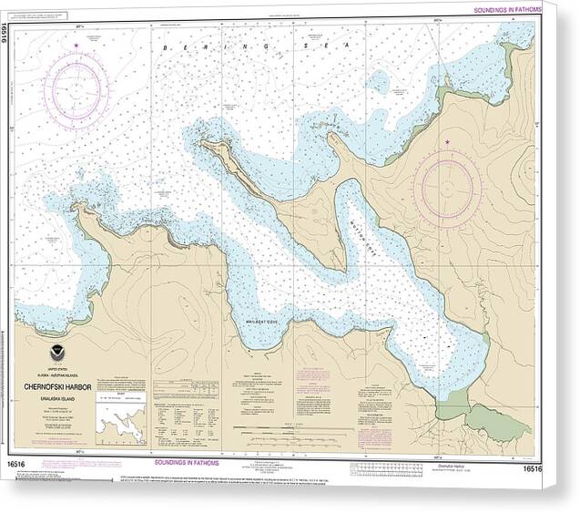 Nautical Chart-16516 Chernofski Harbor - Canvas Print