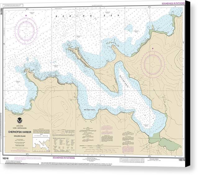 Nautical Chart-16516 Chernofski Harbor - Canvas Print