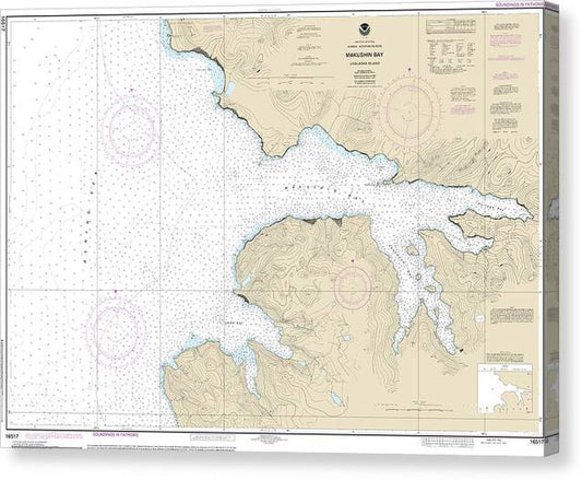 Nautical Chart-16517 Makushin Bay - Canvas Print