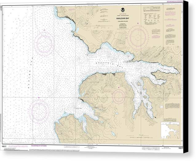 Nautical Chart-16517 Makushin Bay - Canvas Print