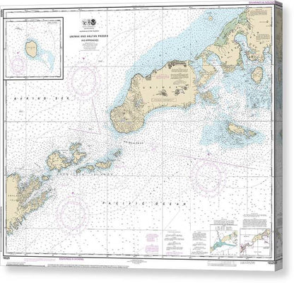 Nautical Chart-16520 Unimak-akutan Passes-approaches, Amak Island - Canvas Print