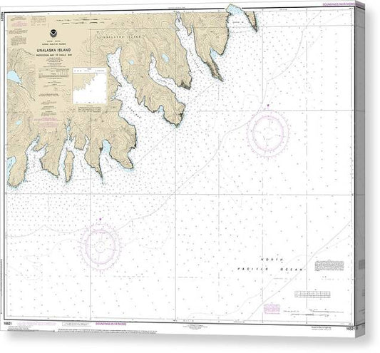 Nautical Chart-16521 Unalaska Island Protection Bay-eagle Bay - Canvas Print