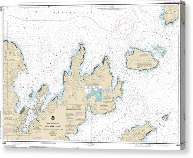 Nautical Chart-16528 Unalaska Bay-akutan Pass - Canvas Print
