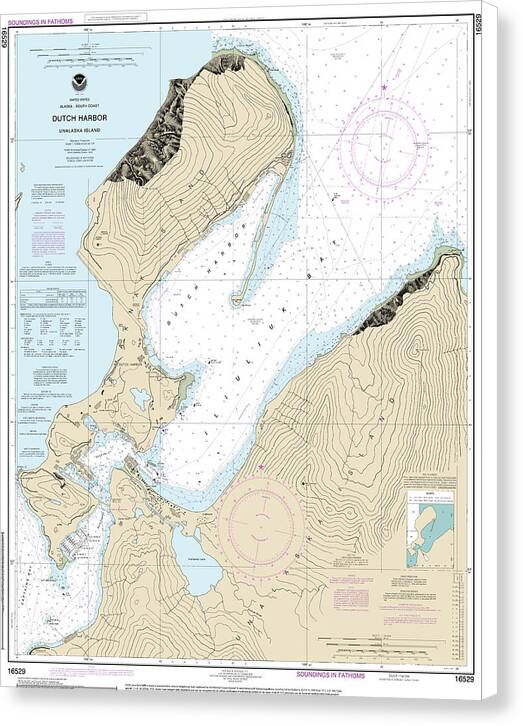 Nautical Chart-16529 Dutch Harbor - Canvas Print