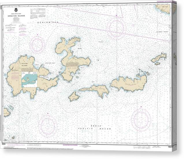 Nautical Chart-16531 Krenitzan Islands - Canvas Print