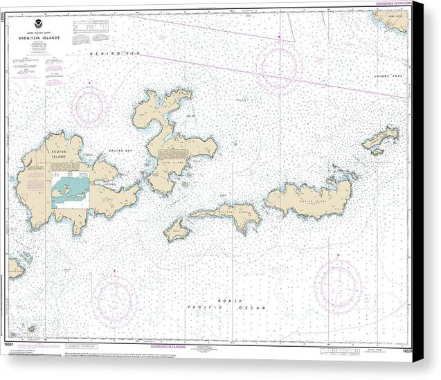 Nautical Chart-16531 Krenitzan Islands - Canvas Print