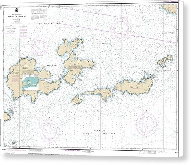 Nautical Chart-16531 Krenitzan Islands - Canvas Print