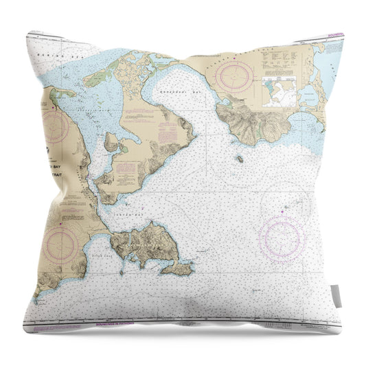 Nautical Chart-16535 Morzhovoi Bay-isanotski Strait - Throw Pillow