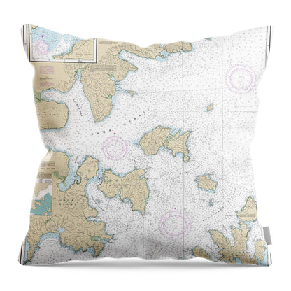 Nautical Chart-16553 Shumagin Islands-nagai I-unga I, Delarof Harbor, Popof Strait, Northern Part - Throw Pillow
