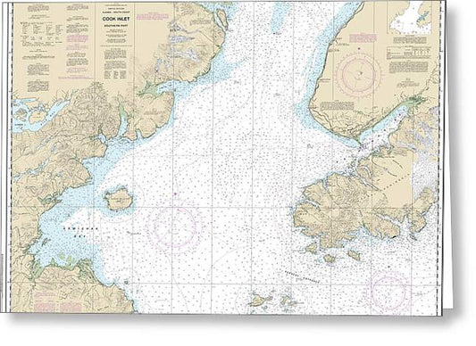 Nautical Chart-16640 Cook Inlet-southern Part - Greeting Card