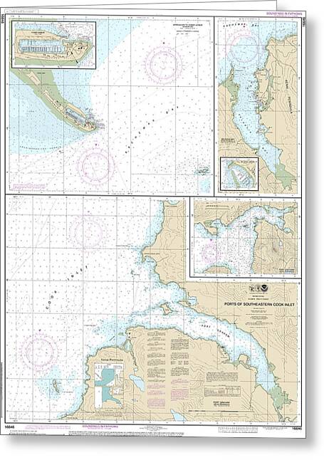 Nautical Chart-16646 Ports-southeastern Cook Inlet Port Chatham, Port Graham, Seldovia Bay, Seldovia Harbor, Approaches-homer Hbr, Homer Harbor - Greeting Card