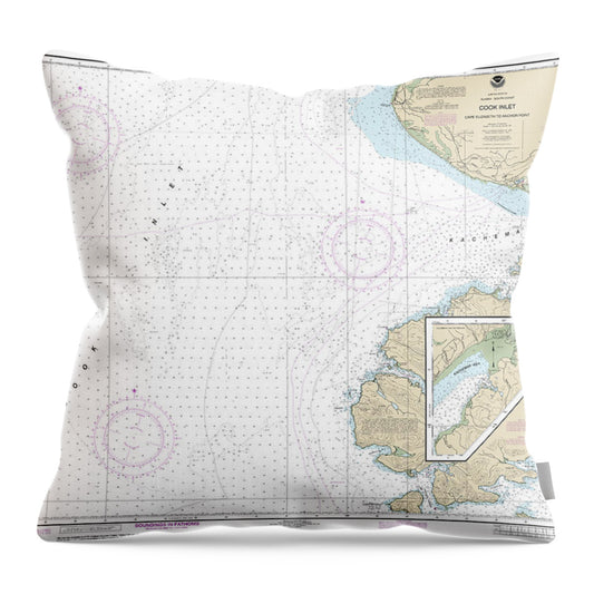 Nautical Chart-16647 Cook Inlet-cape Elizabeth-anchor Point - Throw Pillow