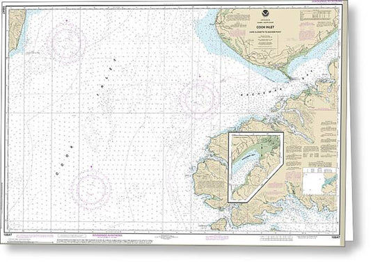 Nautical Chart-16647 Cook Inlet-cape Elizabeth-anchor Point - Greeting Card