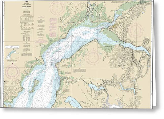 Nautical Chart-16660 Cook Inlet-northern Part - Greeting Card
