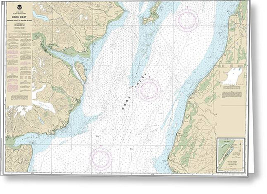 Nautical Chart-16661 Cook Inlet-anchor Point-kalgin Island, Ninilchik Harbor - Greeting Card