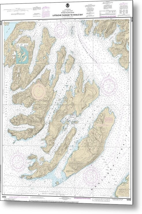 Nautical Chart-16702 Latouche Passage-whale Bay - Metal Print