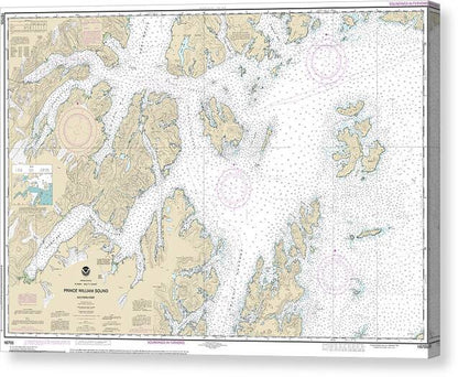 Nautical Chart-16705 Prince William Sound-western Part - Canvas Print