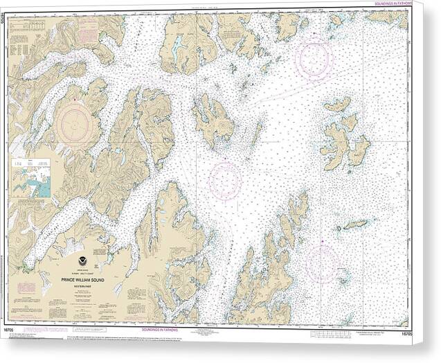 Nautical Chart-16705 Prince William Sound-western Part - Canvas Print