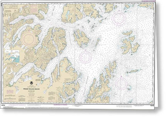 Nautical Chart-16705 Prince William Sound-western Part - Greeting Card