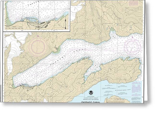 Nautical Chart-16706 Passage Canal Incl Port-whittier, Port-whittier - Greeting Card