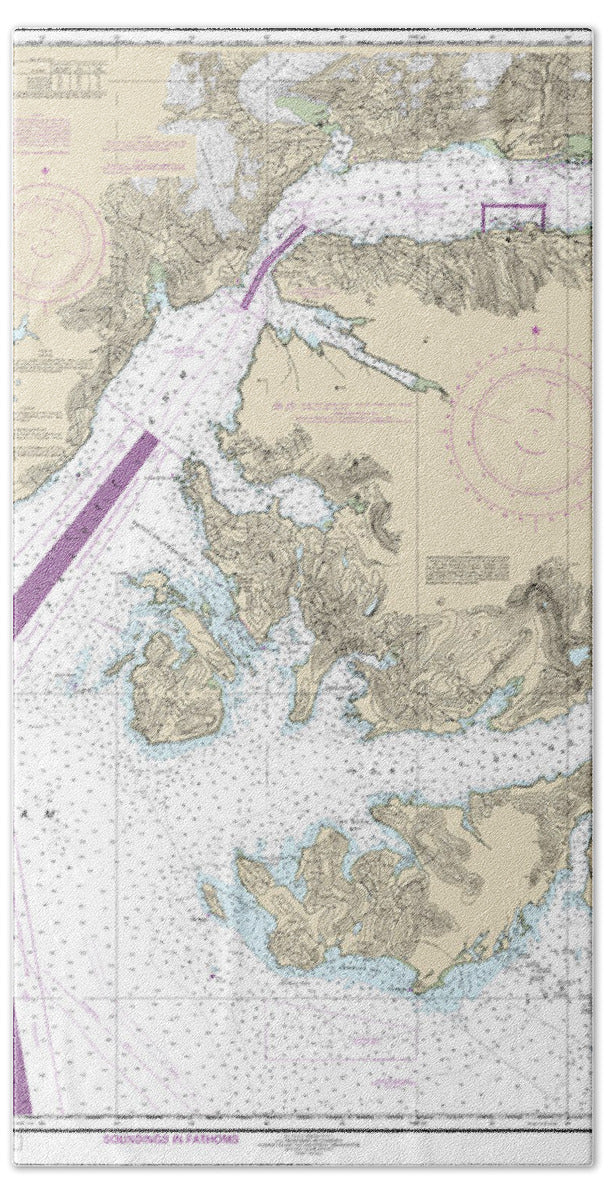 Nautical Chart-16708 Prince William Sound-port Fidalgo-valdez Arm, Tatitlek Narrows - Bath Towel
